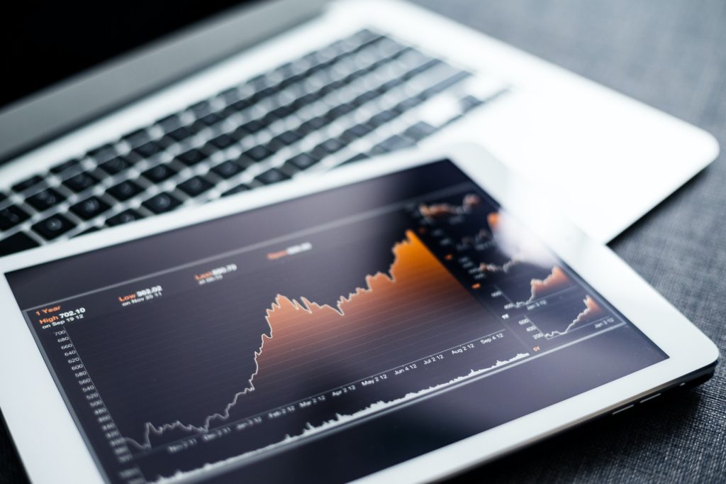 Stock market chart on tablet pc